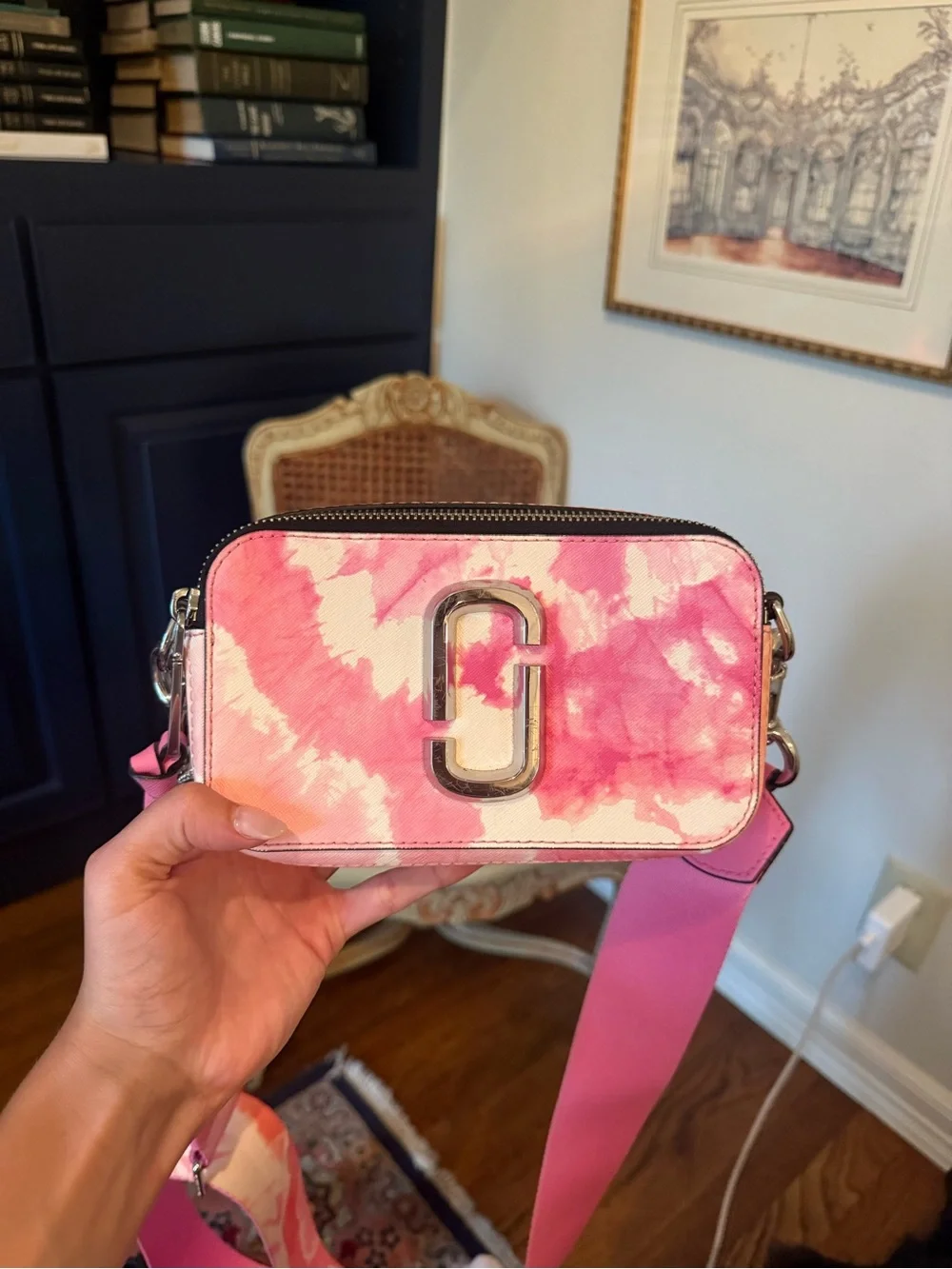 Marc Jacobs Pink, Orange, and White Tie-Dye Snapshot Crossbody - Picture 1 of 7